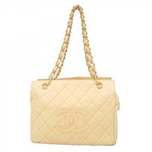 CHANEL White Lambskin Leather Shoulder Bag